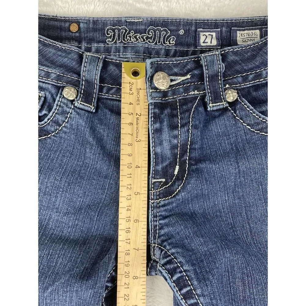 Miss Me Skinny Jeans Women'sLow Rise  Medium‎ Wash Blue Size 27